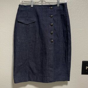 Banana Republic Dark Wash Pencil Wrap  Denim Skirt Size 4